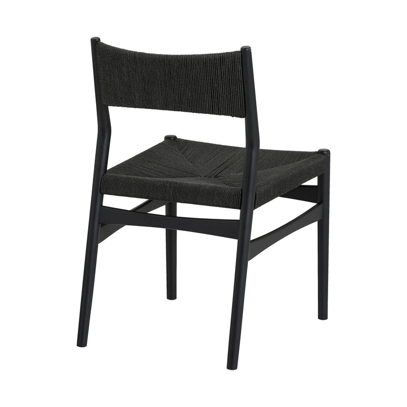 Pasadena Erie 5 Piece Round Dining Set in Black Oak Finish with Paper Cord Chairs - Furniture City (CA)l