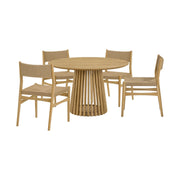 Pasadena Erie 5 Piece Round Dining Set in Natural Oak Finish with Paper Cord Chairs - Furniture City (CA)l