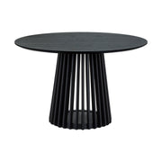 Pasadena Apache 6 Piece Round Dining Set with Buffet in Black Oak Finish with Faux Leather - Furniture City (CA)l