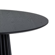 Pasadena Apache 6 Piece Round Dining Set with Buffet in Black Oak Finish with Faux Leather - Furniture City (CA)l