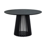 Pasadena Echo 6 Piece Round Dining Set with Buffet in Black Oak Finish with Faux Leather - Furniture City (CA)l