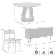 Pasadena Erie 6 Piece Round Dining Set with Buffet in Black Oak Finish with Paper Cord Chairs - Furniture City (CA)l