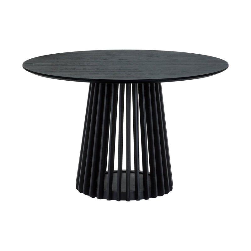 Pasadena Erie 6 Piece Round Dining Set with Buffet in Black Oak Finish with Paper Cord Chairs - Furniture City (CA)l