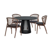 Pasadena Echo 5 Piece Round Dining Set with Black Oak Finish Table and Walnut Finish Chairs - Furniture City (CA)l