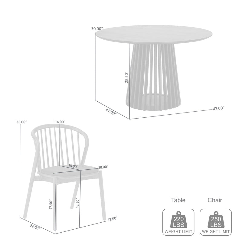 Pasadena Echo 5 Piece Round Dining Set with Black Oak Finish Table and Walnut Finish Chairs - Furniture City (CA)l