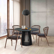 Pasadena Echo 5 Piece Round Dining Set with Black Oak Finish Table and Walnut Finish Chairs - Furniture City (CA)l