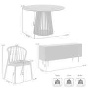 Pasadena Echo 6 Piece Round Dining Set with Buffet in Black Oak Finish and Walnut Finish Chairs - Furniture City (CA)l