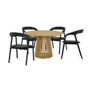 Pasadena Apache 5 Piece Round Dining Set in Natural and Black Oak Finish - Furniture City (CA)l