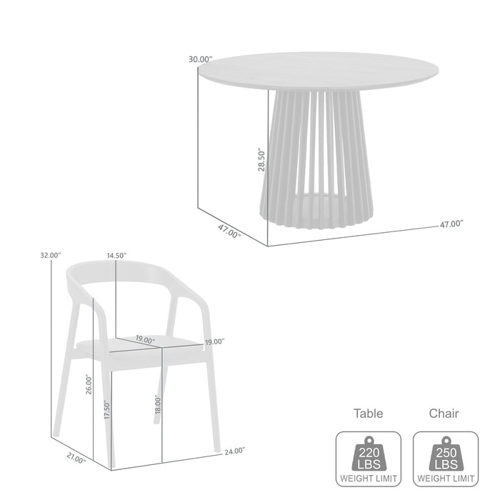 Pasadena Apache 5 Piece Round Dining Set in Natural and Black Oak Finish