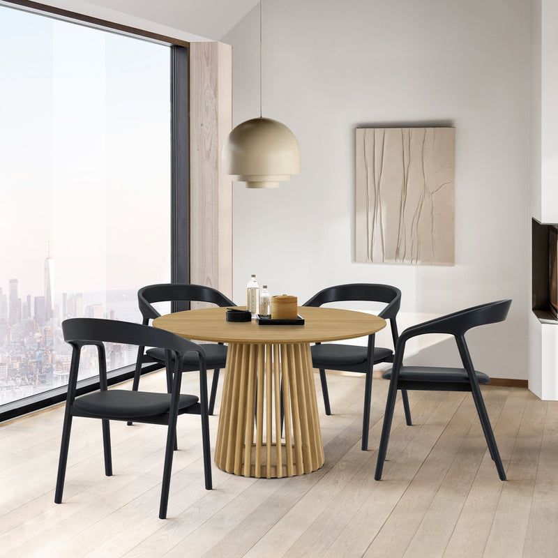 Pasadena Apache 5 Piece Round Dining Set in Natural and Black Oak Finish - Furniture City (CA)l