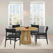 Pasadena Erie 5 Piece Round Dining Set in Natural Oak Finish with Black Paper Cord Chairs - Furniture City (CA)l