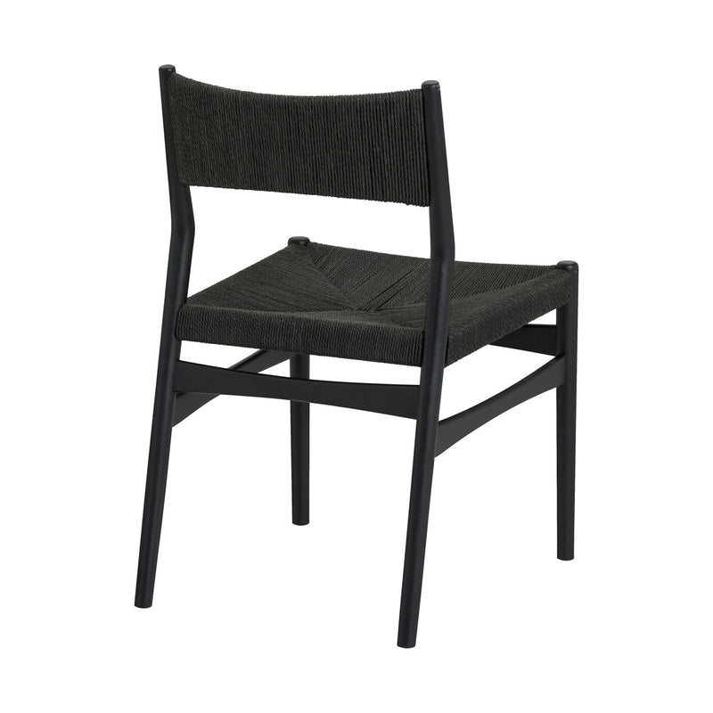Pasadena Erie 5 Piece Round Dining Set in Natural Oak Finish with Black Paper Cord Chairs - Furniture City (CA)l