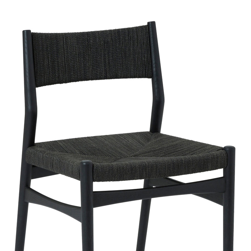 Pasadena Erie 5 Piece Round Dining Set in Walnut and Black Finish with Paper Cord Chairs - Furniture City (CA)l
