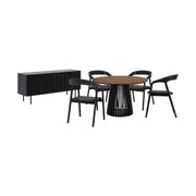 Pasadena Apache 6 Piece Round Dining Set with Buffet in Black Oak and Walnut Finish - Furniture City (CA)l