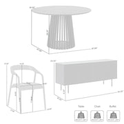 Pasadena Apache 6 Piece Round Dining Set with Buffet in Black Oak and Walnut Finish - Furniture City (CA)l