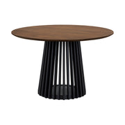 Pasadena Erie 6 Piece Round Dining Set with Buffet and Paper Cord Chairs in Black Finish with Walnut Finish Table Top - Furniture City (CA)l
