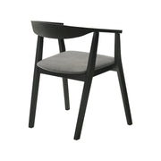 Santana 5 Piece Round Black Wood Dining Table Set with Charcoal Fabric - Furniture City (CA)l