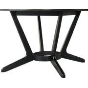 Santana 5 Piece Round Black Wood Dining Table Set with Charcoal Fabric - Furniture City (CA)l
