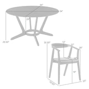 Santana 7 Piece Round Black Wood Dining Table Set with Charcoal Fabric - Furniture City (CA)l
