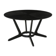 Santana 7 Piece Round Black Wood Dining Table Set with Charcoal Fabric - Furniture City (CA)l