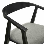 Santana 7 Piece Round Black Wood Dining Table Set with Charcoal Fabric - Furniture City (CA)l