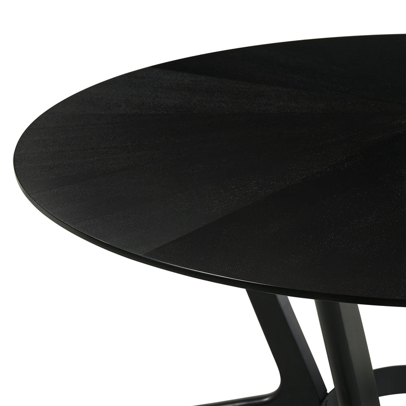Santana 7 Piece Round Black Wood Dining Table Set with Charcoal Fabric - Furniture City (CA)l