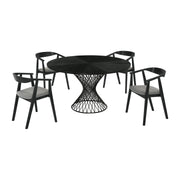 Cirque Santana 5 Piece Black Wood Dining Table Set with Charcoal Fabric - Furniture City (CA)l