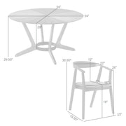 Santana 5 Piece Round Walnut Wood Dining Table Set with Charcoal Fabric - Furniture City (CA)l
