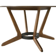 Santana 5 Piece Round Walnut Wood Dining Table Set with Charcoal Fabric - Furniture City (CA)l
