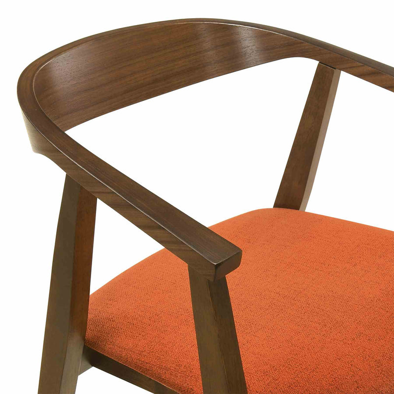 Santana 5 Piece Round Walnut Wood Dining Table Set with Orange Fabric - Furniture City (CA)l
