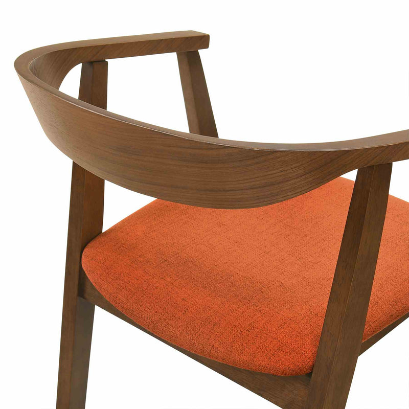 Santana 5 Piece Round Walnut Wood Dining Table Set with Orange Fabric - Furniture City (CA)l