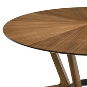 Santana 7 Piece Round Walnut Wood Dining Table Set with Orange Fabric - Furniture City (CA)l
