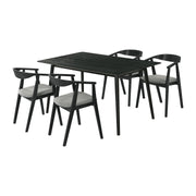 Westmont Santana 5 Piece Black Wood Dining Table Set with Charcoal Fabric - Furniture City (CA)l