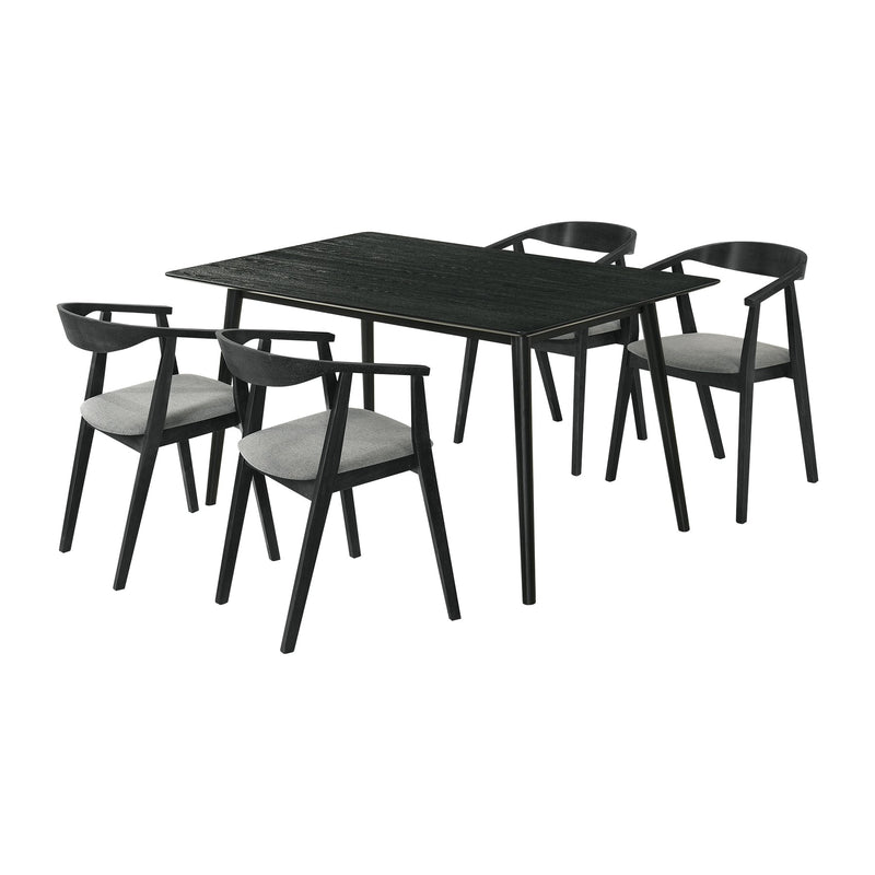 Westmont Santana 5 Piece Black Wood Dining Table Set with Charcoal Fabric - Furniture City (CA)l