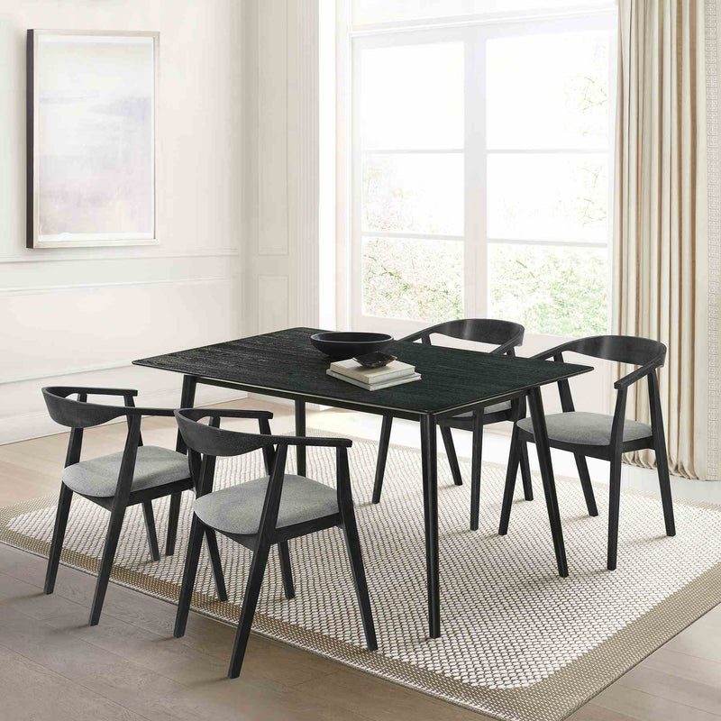 Westmont Santana 5 Piece Black Wood Dining Table Set with Charcoal Fabric - Furniture City (CA)l