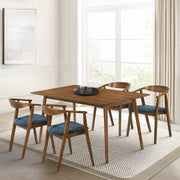Westmont Santana 5 Piece Walnut Wood Dining Table Set with Blue Fabric - Furniture City (CA)l