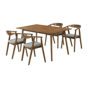 Westmont Santana 5 Piece Walnut Wood Dining Table Set with Charcoal Fabric - Furniture City (CA)l