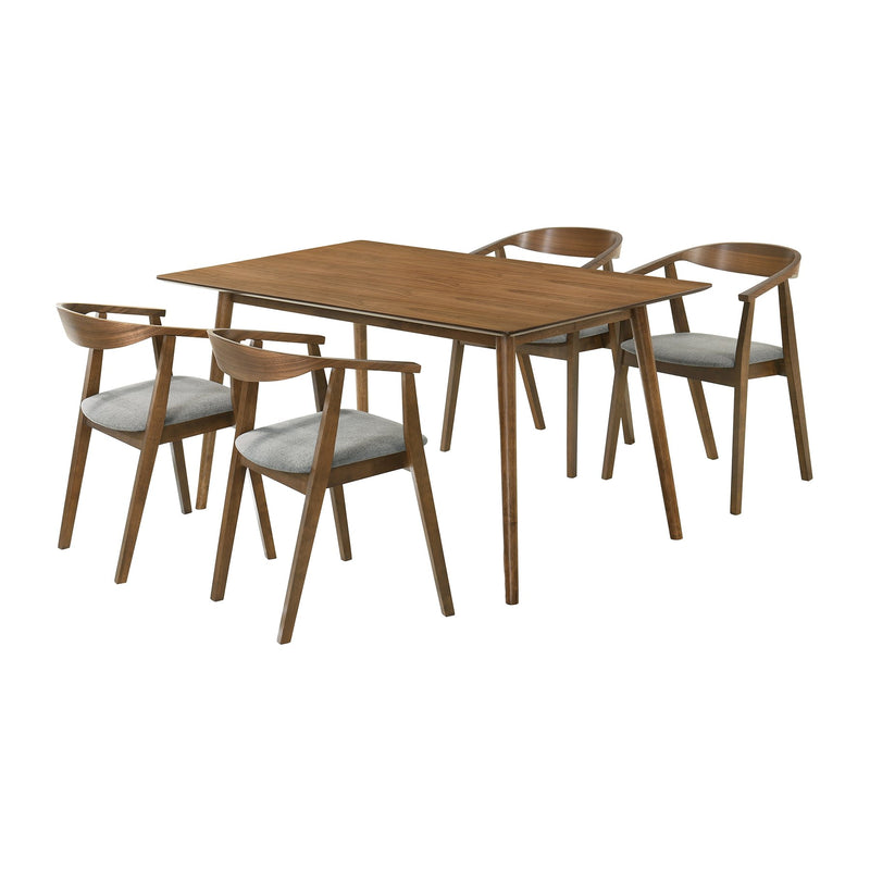 Westmont Santana 5 Piece Walnut Wood Dining Table Set with Charcoal Fabric - Furniture City (CA)l