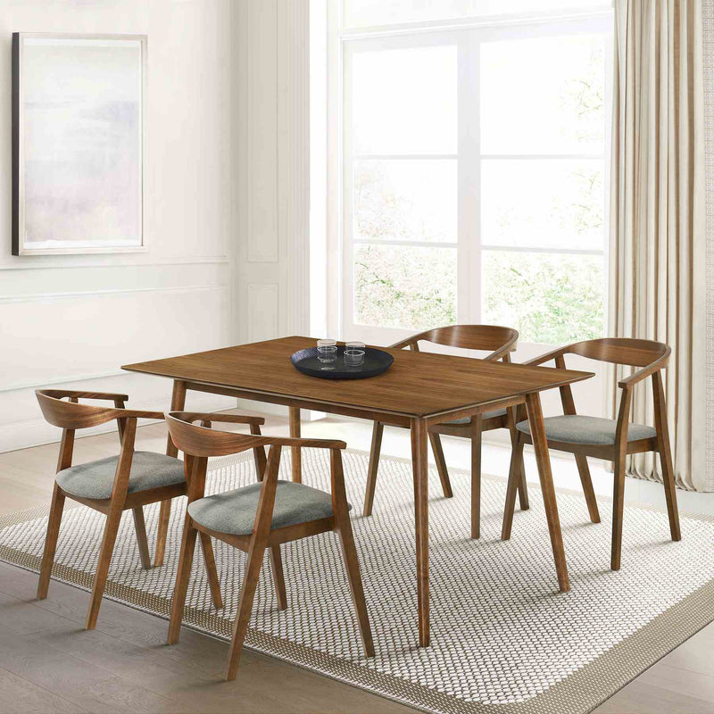 Westmont Santana 5 Piece Walnut Wood Dining Table Set with Charcoal Fabric - Furniture City (CA)l
