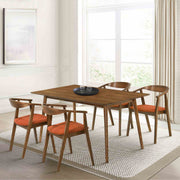 Westmont Santana 5 Piece Walnut Wood Dining Table Set with Orange Fabric - Furniture City (CA)l