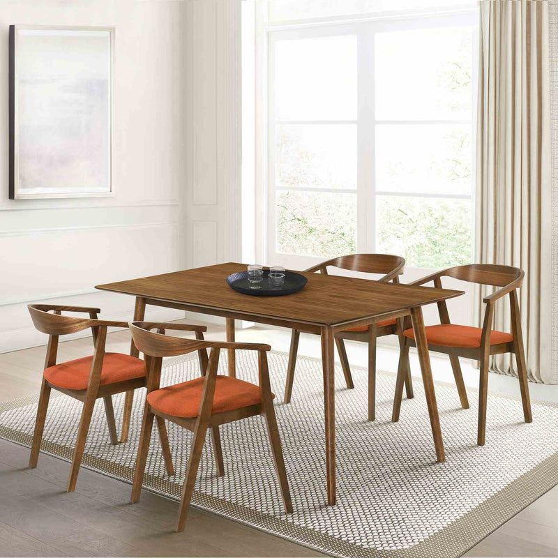 Westmont Santana 5 Piece Walnut Wood Dining Table Set with Orange Fabric - Furniture City (CA)l