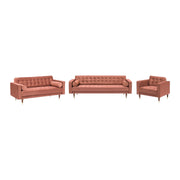 Somerset Blush Velvet Mid Century Modern Sofa Seating Set - Furniture City (CA)l