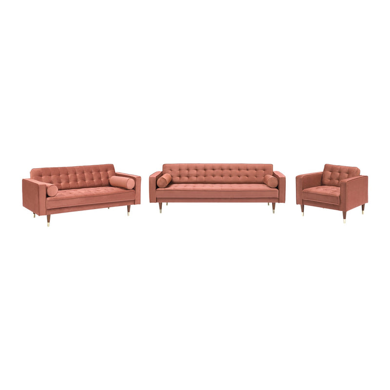Somerset Blush Velvet Mid Century Modern Sofa Seating Set - Furniture City (CA)l