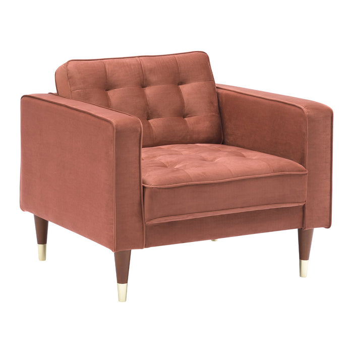Somerset Blush Velvet Mid Century Modern Sofa Seating Set