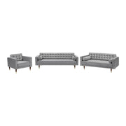 Somerset Gray Velvet Mid Century Modern Sofa Seating Set - Furniture City (CA)l