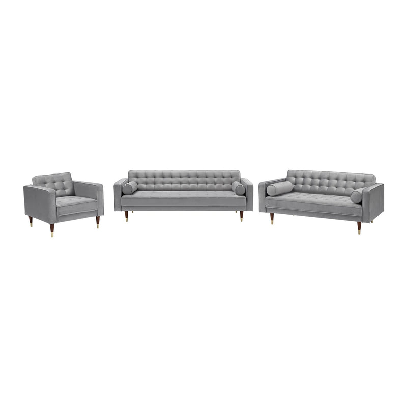 Somerset Gray Velvet Mid Century Modern Sofa Seating Set - Furniture City (CA)l