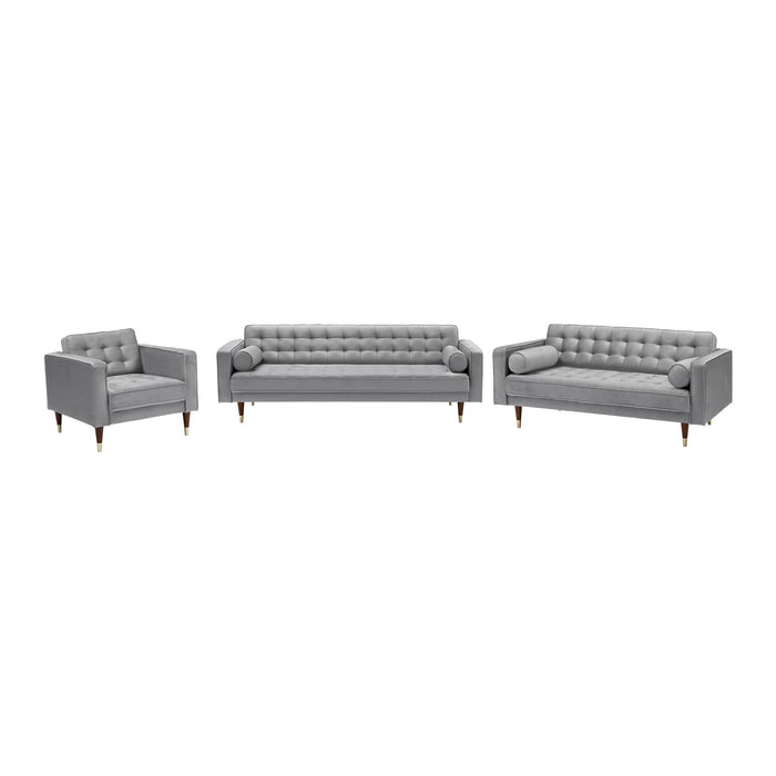 Somerset Gray Velvet Mid Century Modern Sofa Seating Set