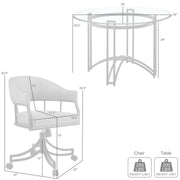 Tibet 5 Piece Dining Set with Round Glass Tabletop and Faux Leather Rolling Chairs - Furniture City (CA)l