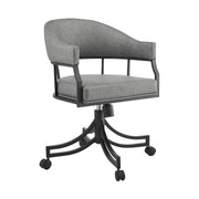 Tibet 5 Piece Dining Set with Round Glass Tabletop and Faux Leather Rolling Chairs - Furniture City (CA)l