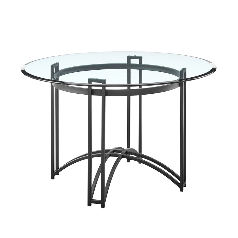 Tibet 5 Piece Dining Set with Round Glass Tabletop and Faux Leather Rolling Chairs - Furniture City (CA)l